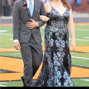 Jasz Couture formal gown - Black/blue/glitter